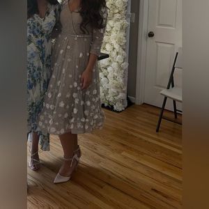 Mac Duggal Floral Embroidery Embellished Dress